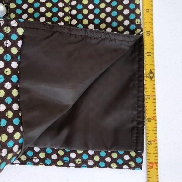 RQT Brown Embroidered White Aqua Polka Dot Pearl Button Jacket Women Size 14 - Picture 14 of 16